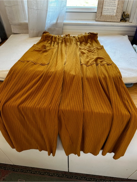 Free People Pants - Free People Pleated Wide-Leg Skirt/Pants in Mustard gold size Small